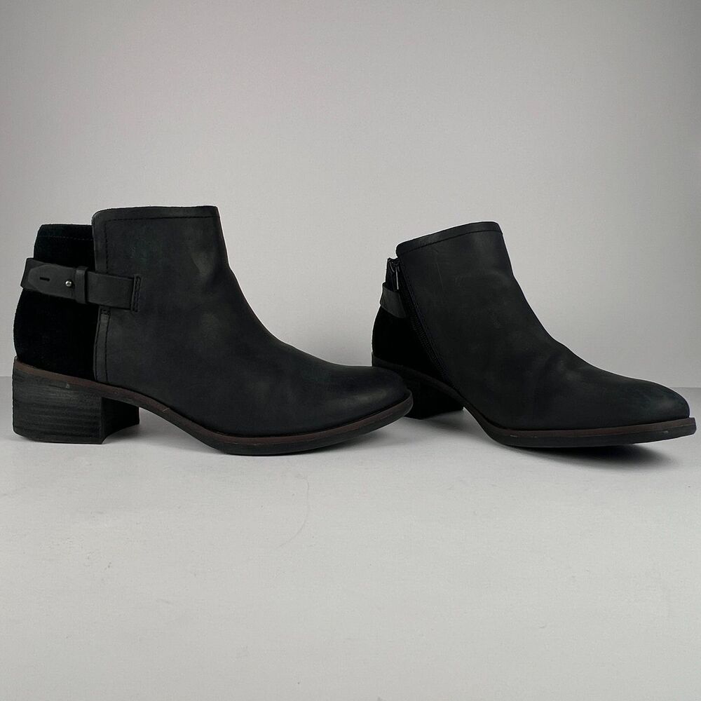 Korks Sonya Women’s Sz 9 M Black Nubuck & Distressed Suede Zip Up Ankle Bootie - Picture 3 of 10
